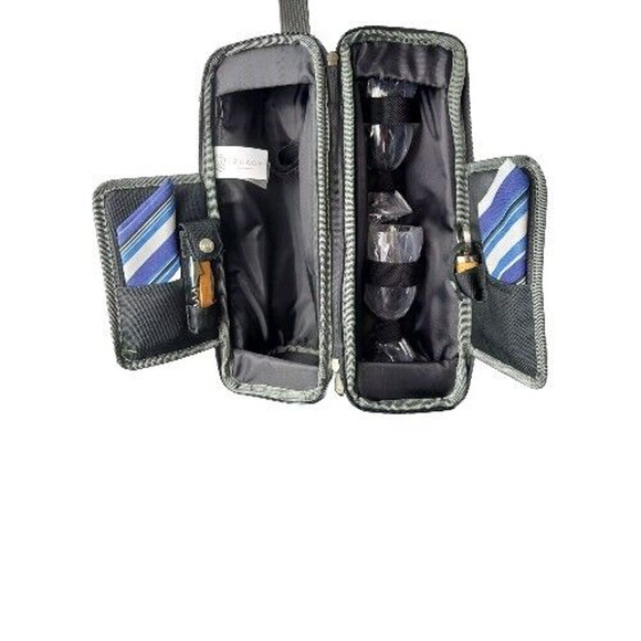 Picnic Time Estate Insulated Wine Tote Service & Accessories for 2 Black Gray - Picture 3 of 12